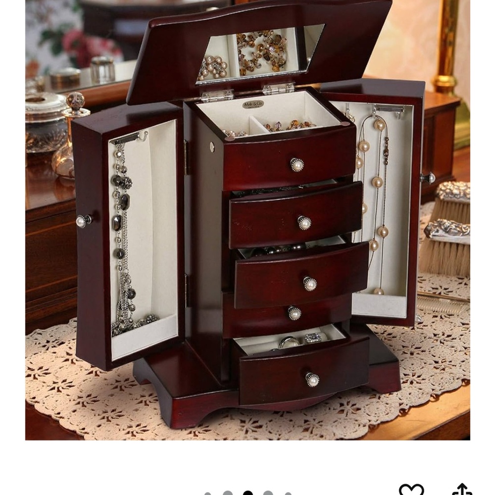 Elegant Wooden Jewelry Box with Silver Accents